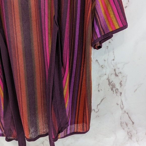 Soft Surroundings Top Women 2X Pink Striped Wrap Tie Cardigan Bella Donna - Picture 4 of 12